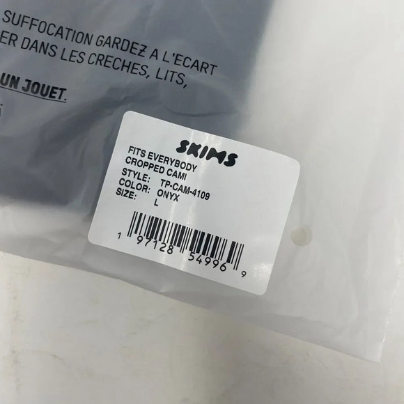 Skims Fits Everybody Crop Cami Size L Black Onyx Lightweight Stretchy New Tags - Picture 5 of 6